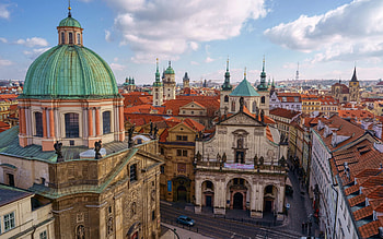 St Salvator Church, Old Town, Prague, Church of St Francis of Assisi, evening, sunset, Prague panorama, Prague cityscape, Czech Republic HD wallpaper