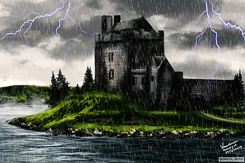 Art, Rain, Lock, Darkness HD wallpaper