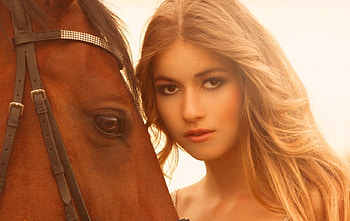 horse, lady, model, people HD wallpaper