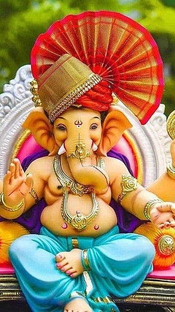 Ganesh , Orange Pheta, nature, ganpati HD phone wallpaper