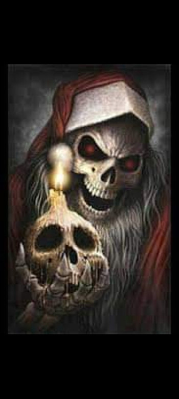 Santa, art, Christmas, skull HD phone wallpaper