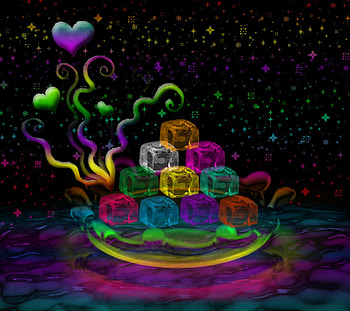 When the Heart melts....., love, colours, cubes, sparkles, water, ice HD wallpaper