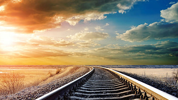 Hope Way, train, sky, orange, cloud HD wallpaper