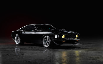 1969 Ringbrothers Ford Mustang Mach 1 Kingpin, black car, vehicle, Ford, Ford Mustang Mach 1 HD wallpaper