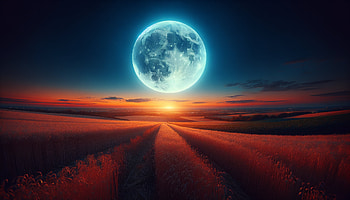 Majestic Harvest Moon Over Tranquil Fields, harvest moon (nature), moon, sunrise, landscape, evening HD wallpaper