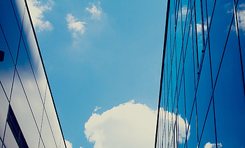 Sky, Clouds, Building, Miscellanea, Miscellaneous, Glass HD wallpaper