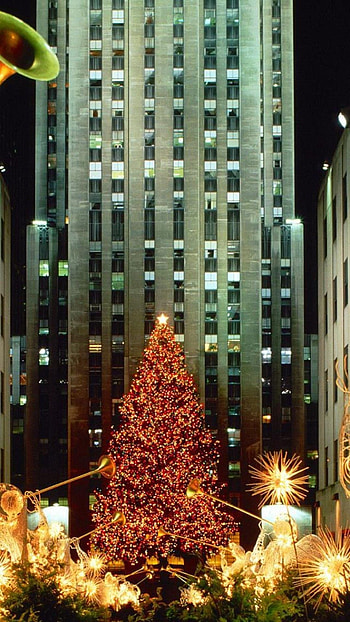 Rockefeller Center, Christmas tree, Festive , Holiday season HD phone wallpaper