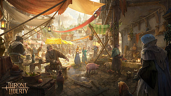 Throne and Liberty : A Vibrant Market Scene, video game, Throne and Liberty HD wallpaper