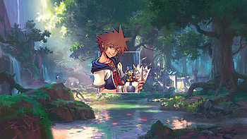 Kingdom Hearts — Sora's Forest, video game, Kingdom Hearts, Sora (Kingdom Hearts) HD wallpaper