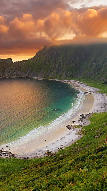 Beautiful Coastline, cloud, sunset, sea, ocean, cliff, coast, earth, nature, coastline HD phone wallpaper