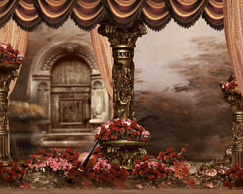 Old Place, pink, flowers, architecture, door HD wallpaper