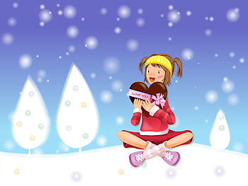 Christmas present, holiday, snow, christmas, tree HD wallpaper