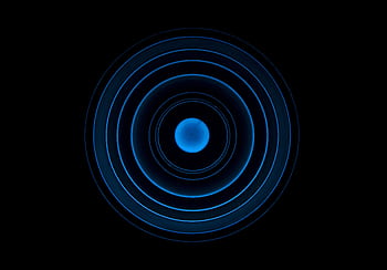 Abstract blue concentric circle pattern on a black background, ideal for futuristic designs. HD wallpaper