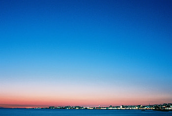 Landscape, Cities, Sea, Twilight, City, Coast, Dusk HD wallpaper