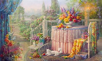 Dream Garden, fantasy, art, digital, , garden, colors, lovely HD wallpaper