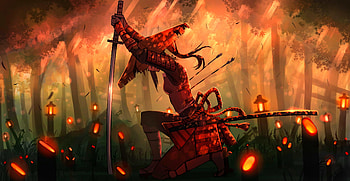 kneel, samurai, Anime, anime girl, katana, Cool, cool anime, anime samurai HD wallpaper