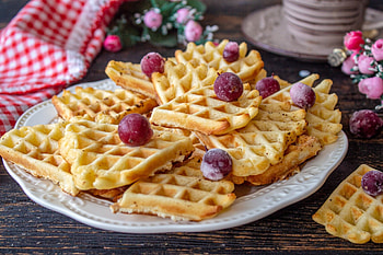 Delicious waffle creations, Breakfast treat, Belgian tradition, Savory toppings HD wallpaper