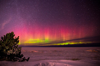 Aurora Borealis, Marquette, landscape, night, Michigan HD wallpaper