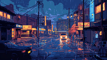 Pixel Art : Rainy City Vibes, pixel art, rain, city, rainy city HD wallpaper