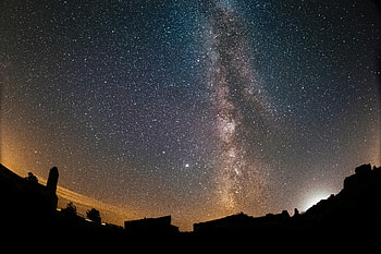 Night, Building, Dark, Silhouette, Nebula HD wallpaper