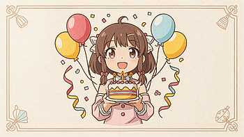 Anime Birtay — Cute Cake & Balloons, Anime Girl, Birtay Cake HD wallpaper