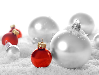 Christmas ornaments, white, abstract, grey, graphy, fantasy, snow, red HD wallpaper