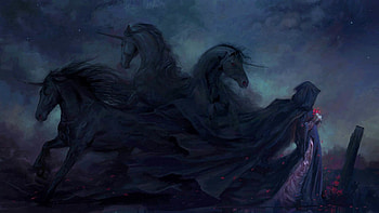 Dark unicorns, Gothic Art HD wallpaper