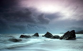 Nature, Stones, Sky, Sea HD wallpaper