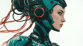 Neon Vanguard — Sci‑Fi Girl, Sci Fi, Scifi Girl, Cyborg, Helmet, Portrait HD wallpaper
