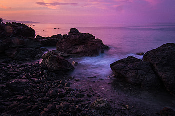 Sea, Nature, Sunset, Sky, Rocks, Coast HD wallpaper