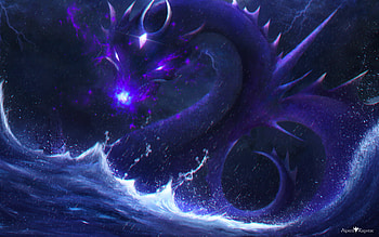 Art, Waves, Dark, Neon, Dragon HD wallpaper