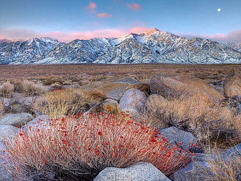 Nature, Grass, Stones, Mountains, Autumn, Snow, Evening HD wallpaper
