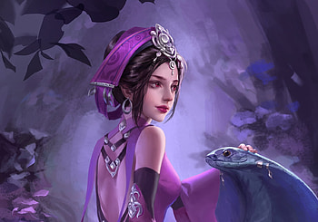 Cobra princess, snake, frumusete, asian, star academy, gorgeous, girl, purple, superb, fantasy, cobra, luminos, princess HD wallpaper
