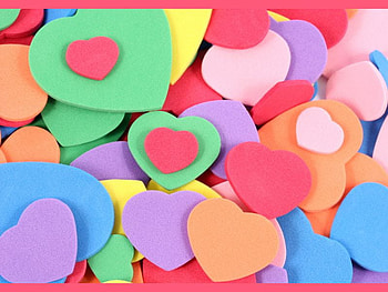hearts, blue, purple, green, red HD wallpaper