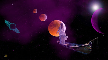 Time, boat, model, planets, universe HD wallpaper