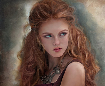 Redhead, frumusete, art, girl, fantasy, portrait, face, luminos, lotta lotos HD wallpaper