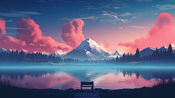 Lake Bench Minimal, lake, bench, minimalism, minimalist, ai, artist, artwork, digital-art HD wallpaper