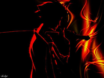red flaming mugen samurai, mugen, flames, samurai champloo, red HD wallpaper