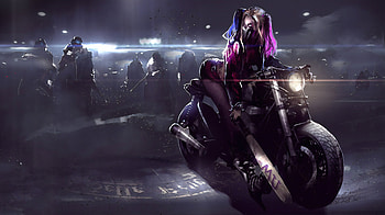 Harley Quinn On Bike , harley-quinn, superheroes, artist, artwork, artstation HD wallpaper