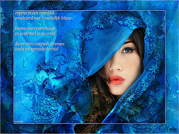 Magic Blue, veil, blue, poem, lady HD wallpaper