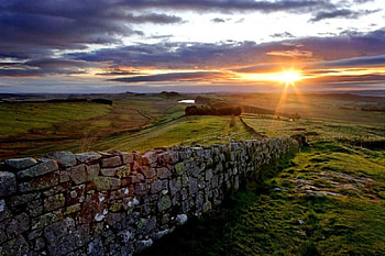 Sunset & Hadrian's Wall, walls, Scotland, moss, landscape, beautiful, nature, grass, sunset HD wallpaper