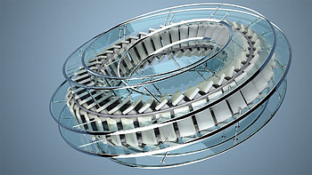 3D, Glass, Ladder, Stairs, Metal, Circle HD wallpaper
