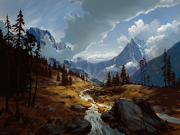 In the mountains, artistic, landscape HD wallpaper