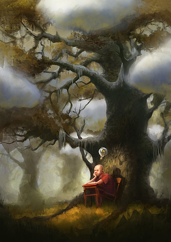 Art, Wood, Tree, Lamp, Pupil, Idea, Thoughts HD phone wallpaper