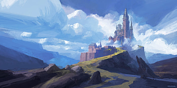 Castle on a Hill, fantasy, castle HD wallpaper