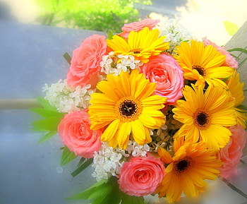 Flowers, Roses, Lilac, Gerberas, Bouquet, Handsomely, It's Beautiful HD wallpaper