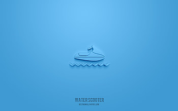 water scooter 3d icon, blue background, 3d symbols, water scooter, sport icons, 3d icons, water scooter sign, sport 3d icons HD wallpaper