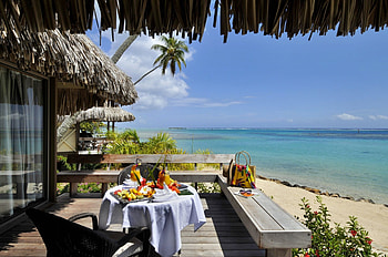 Breakfast at the hotel, Ocean views, Beautiful terrace, Tahiti beaches HD wallpaper