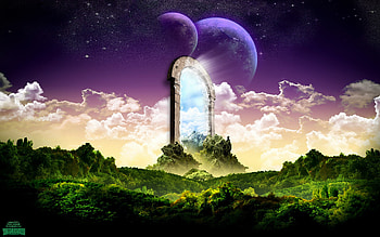 Universe Door, dreamy, fantasy, universe, door HD wallpaper