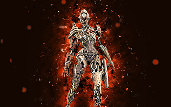 Xaku, , orange neon lights, Warframe, RPG, Warframe characters, Xaku Build, Warframe Builds, Xaku Warframe HD wallpaper